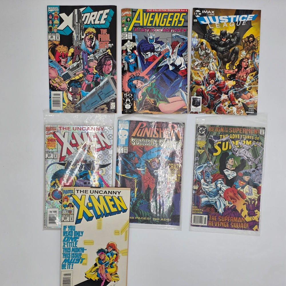 Marvel DC Comic Book Lot Uncanny X-Men 300 303 Superman 504 Justice League 7pc